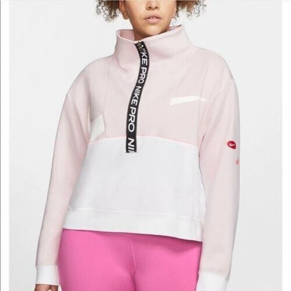 Nike Pro Get Fit Icon Clash Womens Fleece Sweatshirt Half-Zip Dri Fit Size M - Picture 1 of 16